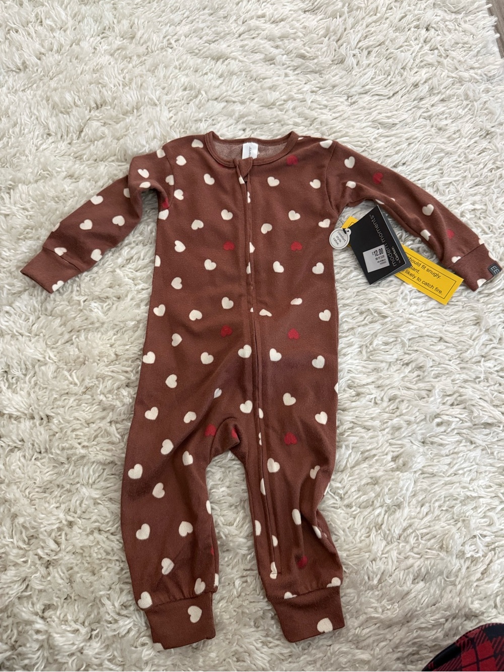Modern Moments Brown Heart-Print Zip Front Baby One-Piece